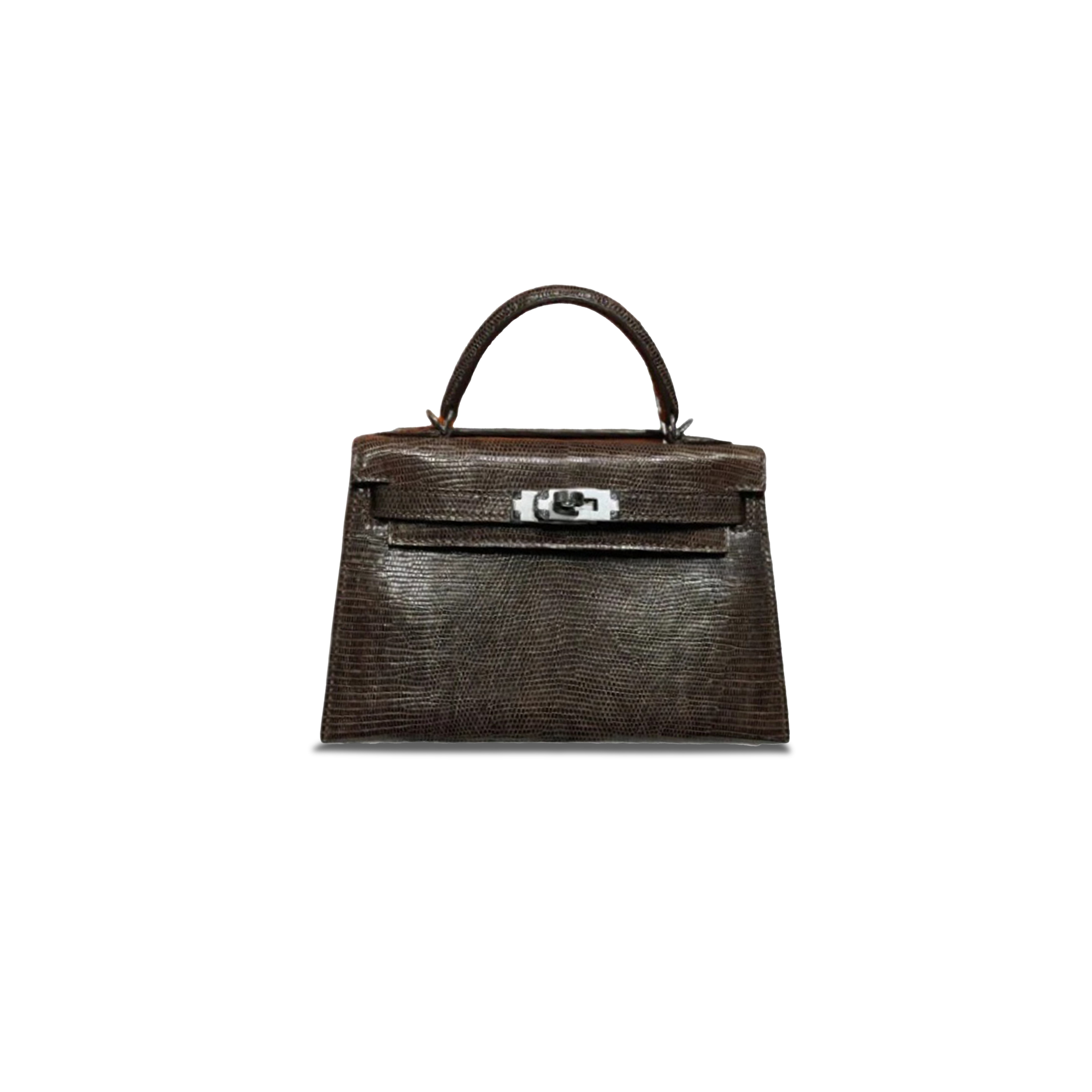 H**mes master mini kelly ii a shiny cocoan lizard 37164 (19*12*5.5cm)